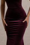 Candela Port Velvet Asymmetric Bardot Maxi Dress