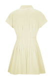 Aysha Buttoned Linen Mini Dress Lemon