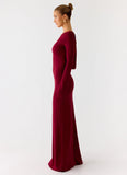 Elmont Long Sleeve Maxi Dress Dark Cherry