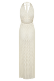 Deeliah Halterneck Crochet Maxi Dress Ivory