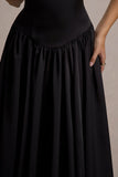 Keyton Black Satin Bandeau Midi Dress