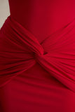 Alula Red High Neck Maxi Dress With Twist Detail