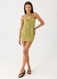Marimae Halter Mini Dress Green Olive