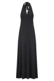 Malakhai Chiffon Halter Maxi Dress Black