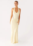 Ambre Mesh Panel Maxi Dress Yellow
