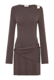 Cresida Knit Long Sleeve Mini Dress With Hardware Peppercorn