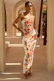 Coral Cove White Floral Print Bandeau Maxi Dress