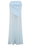 Portia Scuba And Mesh Maxi Skirt Pale Blue
