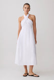 Rosie Linen Halter Midi Dress White