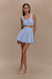 Gretel Sleeveless Crop Top Blue Pinstripe