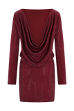 Darius Diamante Cowl Mini Dress Wine