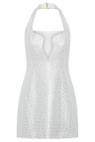 Raina Diamante Halter Mini Dress White