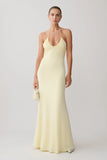 Maely Gathered Slinky Maxi Dress Lemon