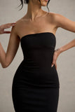 Angela Black Bandeau Fishtail Maxi Dress