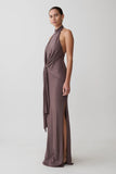 Cindylou Halter Knit Maxi Dress Peppercorn