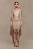 Jasmyn Hot Fix Mini Dress With Mesh Back Nude