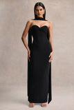 Sheila Black Bandeau Maxi Dress With Scarf Detail