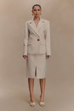 Max Cinched Waist Blazer Ivory Stone