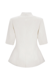 Opal Puff Sleeve Suiting Top Ivory