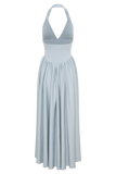 Angelina Scuba Halter Midi Dress Pale Blue