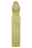 Cindylou Halter Knit Maxi Dress Light Olive