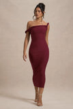 Salome Berry Twisted Asymmetric Midi Dress