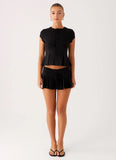 Landon Button Up Top Black
