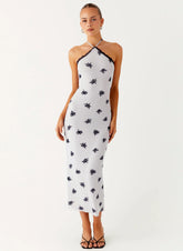 Nestel Flock Halter Midi Dress Lilac