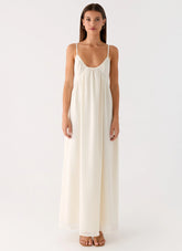 Whisperlight Chiffon Scooped Neck Maxi Dress White