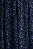 Lima Navy Sequin Square Neck A Line Midi Dress