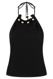Abeda Cotton Top With Hardware Black