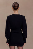 Xaden Wool Mix Knit Mini Dress Black