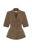 Opal Puff Sleeve Suiting Top Cacao Brown