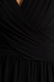 Alexis Black Plunge Neck Midi Dress With Draped And Ruched Detailing