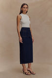 Fallon Denim Midi Skirt Indigo Blue