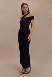 Anastasia One Shoulder Modal Midi Dress Black