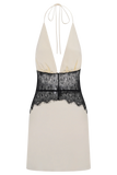Dinah Lace And Satin Mini Dress Black Ivory