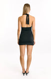 Carrie Black Cowl Neck Belt Mini Dress