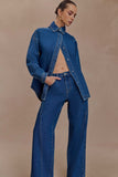 Georgette Mid Rise Paneled Denim Jeans Dark Blue