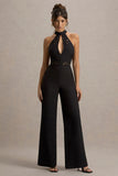 Kami Black High Neck Embroidered Jumpsuit