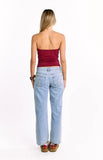 Daisy Burgundy Strapless Top