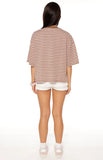 Lioness Bloom Short Sleeve Top Chocolate Blush Stripe