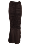 Matilda Ruched Mesh Maxi Skirt Chocolate