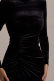Jaz Black Velvet High Neck Gathered Split Maxi Dress