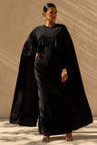 Belinda Black Draped Maxi Dress With Cape Sleeves