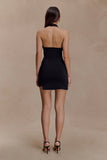Aubree Crepe And Mesh Mini Dress Black