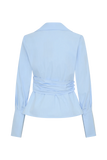Eugenia Wrap Cotton Shirt Blue