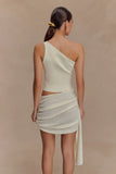 Cali Drape Skirt Knit Mini Dress Ivory