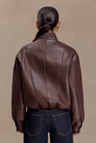 Curtis Faux Leather Bomber Jacket Dark Chocolate