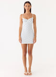 Last Light Mini Dress Porcelain Blue Polka Dot